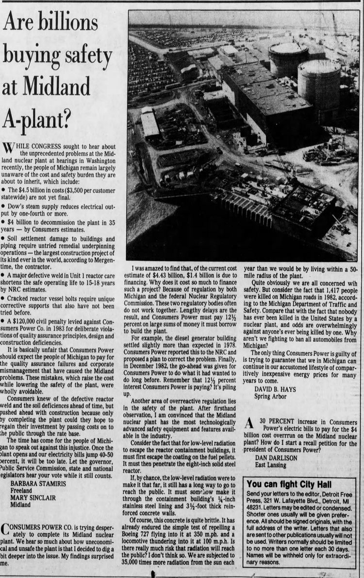 Midland Nuclear Power Plant (Cancelled) - June 1983 Questions About Safety (newer photo)